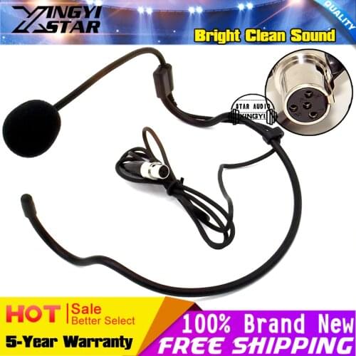 Mini XLR 4 Pin TA4F 4PIN Connector Earhook HeadWorn Headset Microphone Headband Mic Mike For SHURE Wireless BodyPack Transmitter