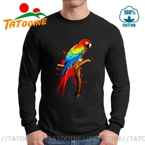 Gold Parrot Pet Macaw Exotic Bird Men T shirts costume logo 100% cotton summer tops brand male tshirt long sleeve Paulie t-shirt