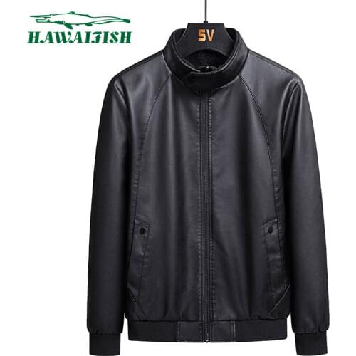 Hawaifish brand mens leather jacket 2021 autumn Korean style trend casual jaqueta couro handsome fashion Mens windbreakers