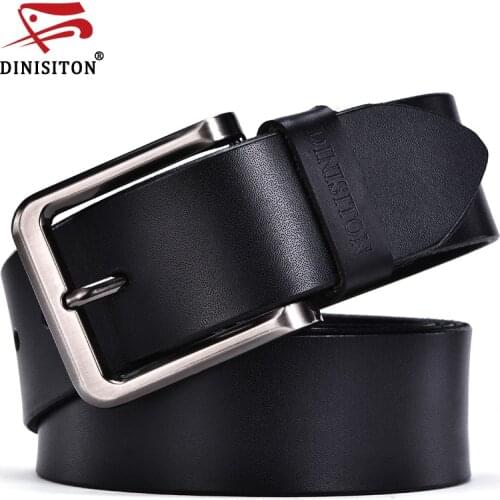 DINISITON 2019 High Quality Genuine Leather Men Designer Belt Brand Strap Fashion Pin Buckle Jeans Casual Male Metal Homme