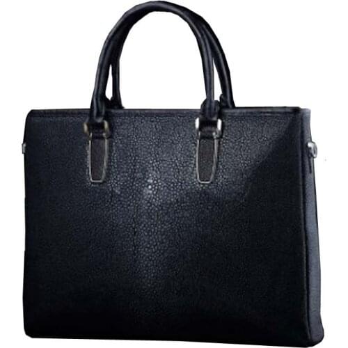 Ourui new selling Pearl fish skin male men briefcase black Genuine leather handbag men handbag men bag