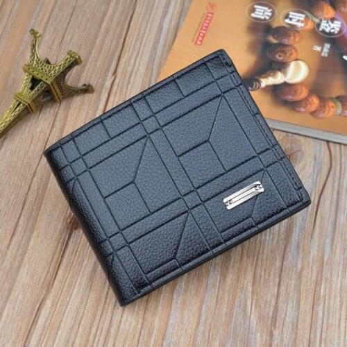 Retro Mens Short Thin Student Wallets Horizontal Mens Coin Purses Trendy Personality Card Holder Male Money Clip