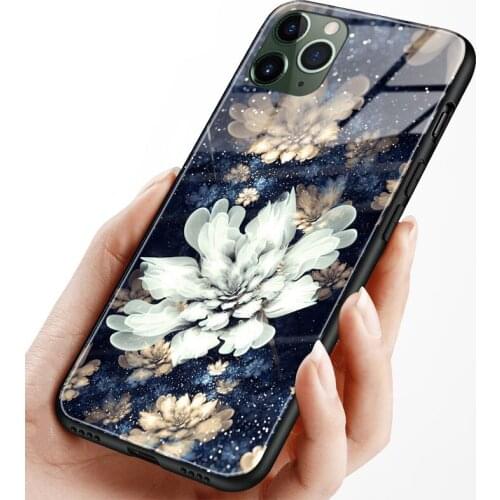 BEAUTIFUL FLOWER ART blossom Tempered Glass Soft Silicone Phone Case Cover Shell For iPhone SE 6s 7 8 Plus X XR XS 11 Pro Max