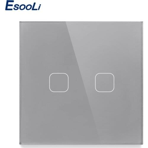 Esooli EU 2 Gang 1 Way Wall Light Controler Smart Home Automation Touch Switch Waterproof and Fireproof Switch