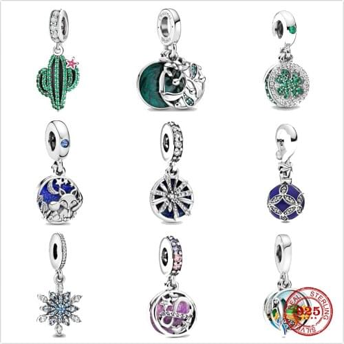 The new Cactus Fox Clover fit the original Pandora Charm Silver 925 Bracelet with DIY Womens Jewelry