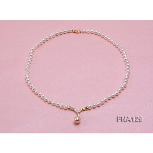 Perfect Women Pink Pendant Pearl 6mm White Round Freshwater Pearl Necklace 45cm Handmade Charming Ladys Gift Jewellery