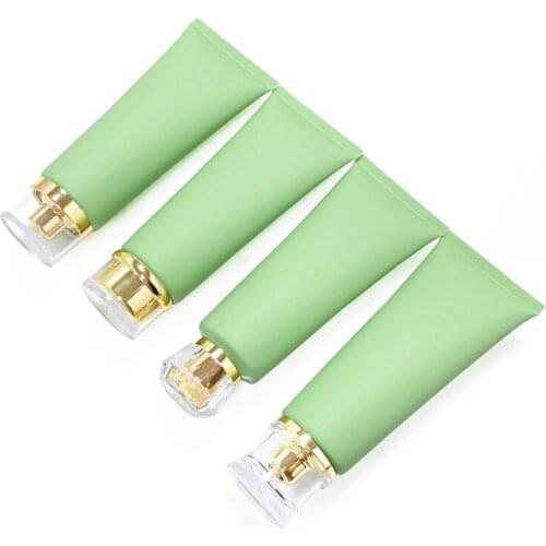 100ML Plastic Cosmetic Packaging Squeeze Tube Acrylic Screw Lid Frost Matte Green Empty Sunscreen Facial Cleanser Bottle 25pcs