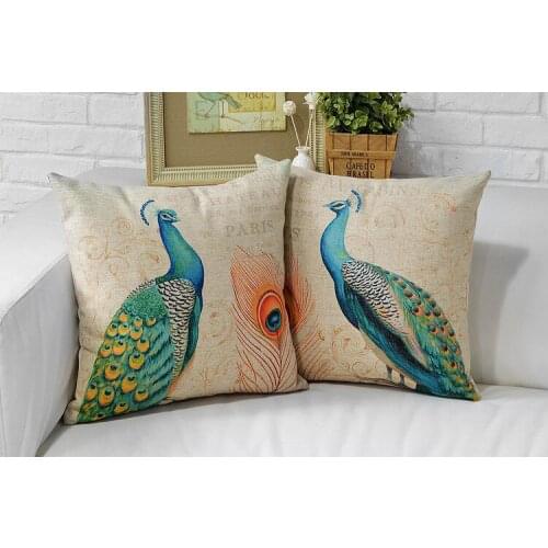 Peacock pillow cover, European court style animal cartoon love Peacock bird throw pillow case pillowcase wholesale