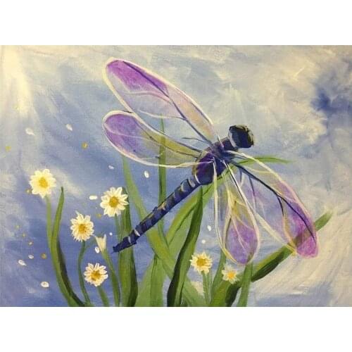 Complete Mosaic Pattern 5D DIY Diamond Art Embroidery Home Decoration Cartoon Flower and Dragonfly Diamond Painting Cross Stitch