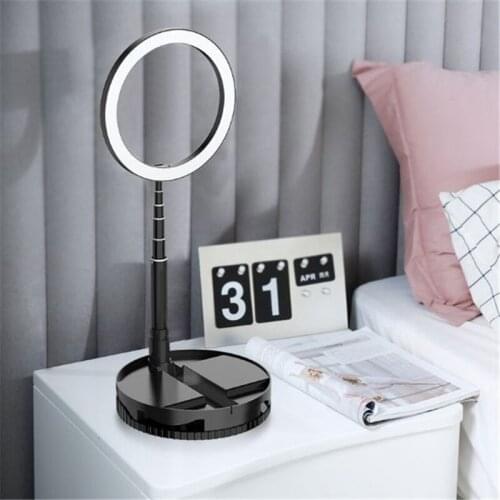 Portable Ring Light Collapsible Makeup Studio-Level Professional Fill Light Mobile Phone Bracket LED Ring Light(Black)