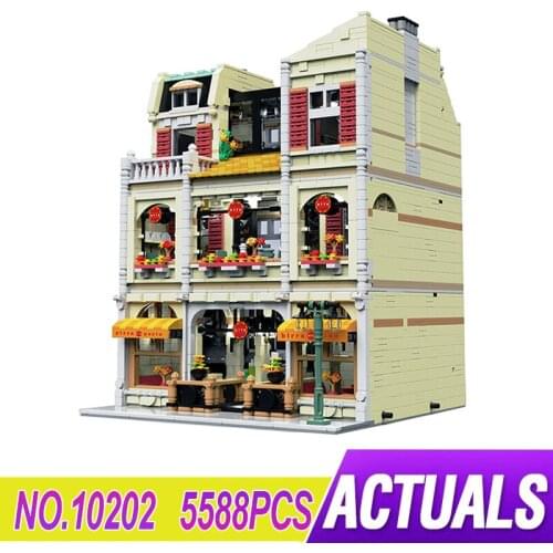 URGE 10202 MOC Building Blocks Pizza Shop Model Bricks 5588pcs Educational Puzzle Toys Christmas Gifts