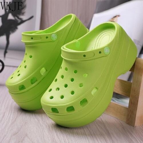 2021 Summer Green Platform High Heels Sandals Non-slip Wedges shoes for Women 10 cm Increase Fashion Garden Shoes