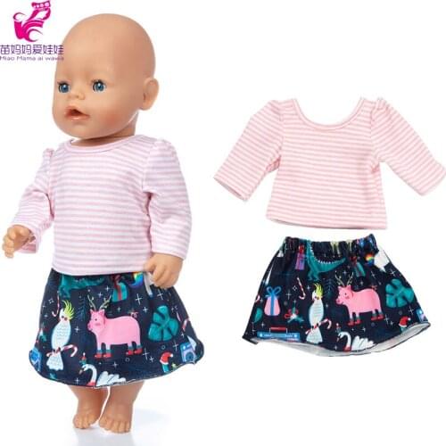 Blue shirt+ Jean short dress+black pants set for 43cm baby dolls for 18 inch 45CM girl doll outsuit