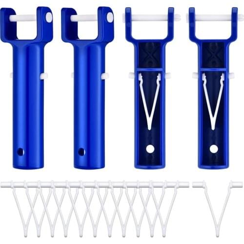Top!-4Pcs Swimming Pool Vacuum Head Handles Pool Cleaning Tool Replacement Accessories with 12Pcs V-Shaped Clip