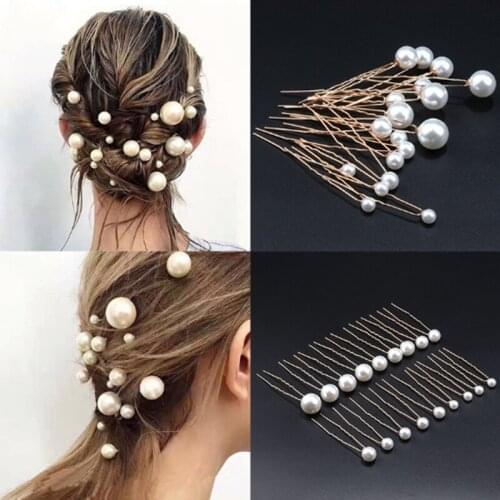 Women Pearl Hairpin U-shaped Stick Pin Wedding Bridal Hair Clip Barrettes Jewelry Hair Accessories