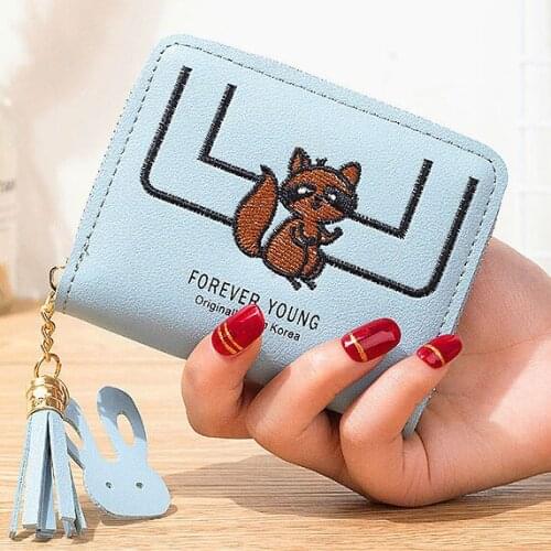Women Wallets Candy Colors Lady Short Purses Woman Clutch Tassels Moneybags Coin Purse Cards Holder Zipper Wallet Bags Burse