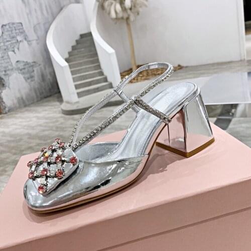 Shoes for women 2021 chaussure femme Metallic technical fabric shoes Crystal Rhinestone High Heels Shoes Pumps Fashion