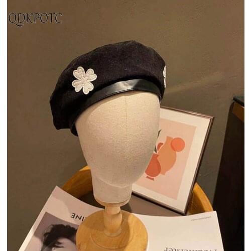 2021 Hat Spring Autumn New Women Corduroy Berets Flowers Fashion Japan Korea Lovely Cap Casual Travel Go Shopping QDKPOTC