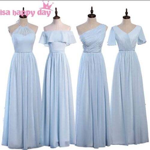 Women robe de soiree fashion gown elegant woman long dress bride chiffon bride made blue bridesmaid dresses under 100 H4264