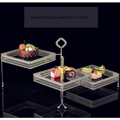 1 PC Three-layer tempered glass rotating snack rack multi-layer dessert table buffet West Point cake table