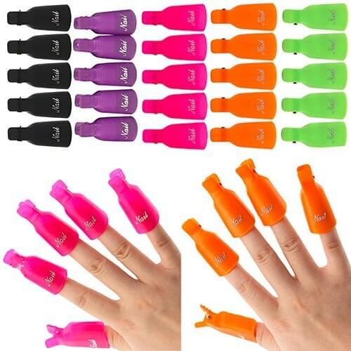 100Sets Fashion Hot 10pcs/lot Plastic Nail Art Soak Off Cap Clip UV Gel Polish Remover Wrap Tool Gofuly