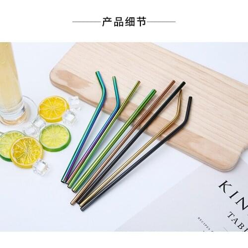 120pcs/lot 6/8/10/12mm Rainbow Color Stainless Steel Drinking Straws For Cups Mugs Durable Reusable Bar Drink Accessories li4568