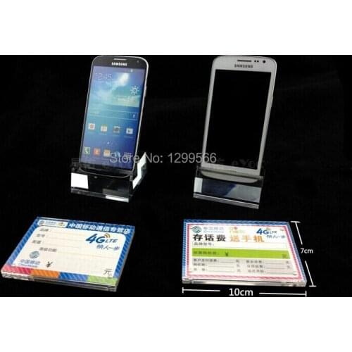 20sets hot sale Clear Crystal acrylic mobile cell phone display rack big screen phone display stand rack with price cards