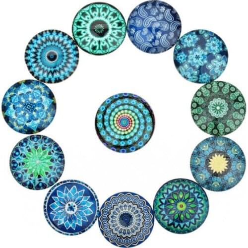 20pcs/lot 25 20 14 12 10 mm Mixed Bohemia Flowers Beads Photo Glass Cabochon Round Pendant Charms For Jewelry Making
