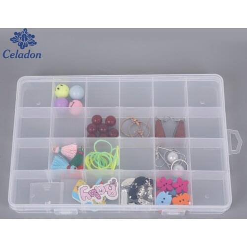 22 Fixed Grid + 2 Adjustable Grid Transparent Jewelry Storage Box Case Bead Rings Box Display Organizer Travel Bins