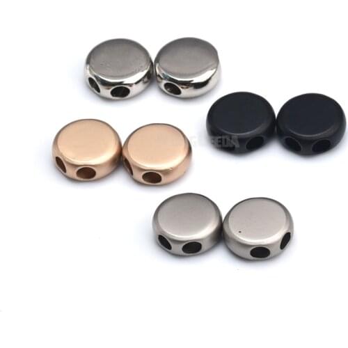 40pcs/lot metal round zinc alloy bell stoppers cord ends lock 2 hole for 3-4mm bungee cord silver black gold BELL-004 free ship