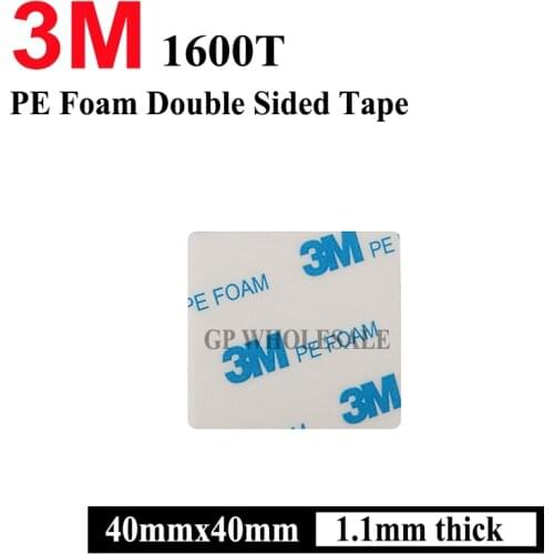 5pcs 3M 1600T White Double Sided Adhesive PE Foam Tape 1.1mmx 40mmx40mm 4cmx4cm