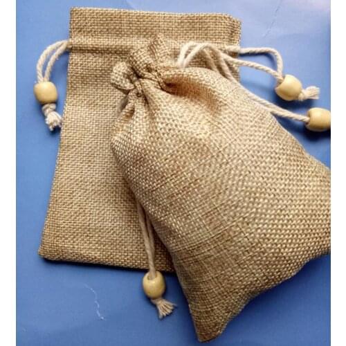 New 5pcs Small Linen Bag Natural Burlap Pouches Drawstring Gift Bags Jewelry Packaging Christmas Wedding Birthday Party Supplies
