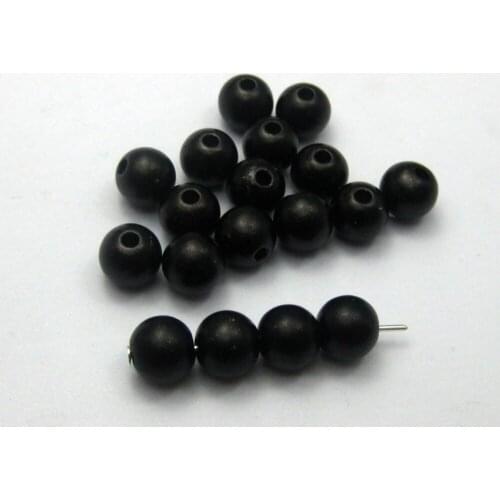 500 Matte Black Acrylic Pearl Round Beads Imitation Pearl 6mm(1/4")