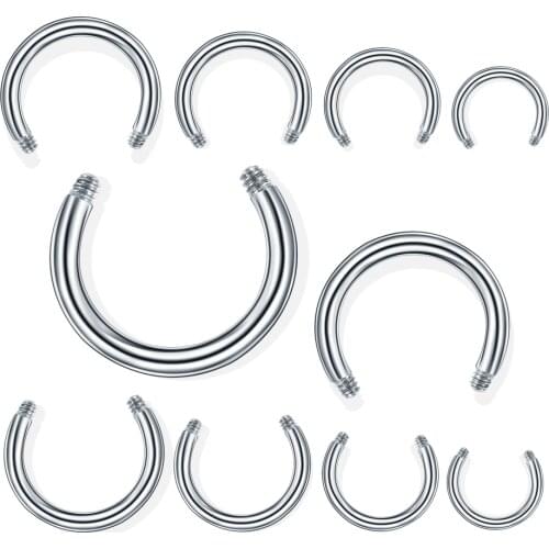 100pcs/lot Screw Circular Barbell Parts Horseshoe Rings Bar Post Only No Ball 14G 16G Replacements Accessories Piercing Jewelry