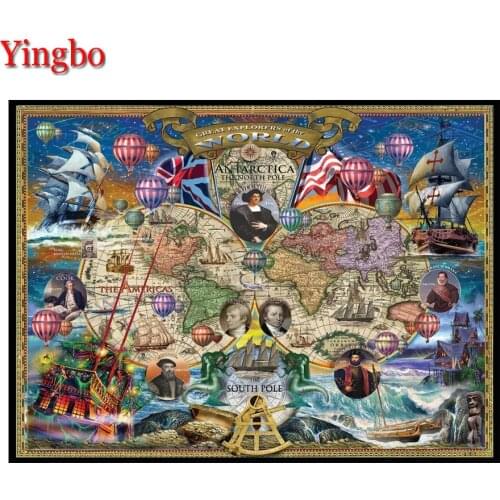 DIY 5D Diamond Painting Travel Columbus Nautical World Map Cross Stitch Kit Mosaic Picture of Rhinestones Diamond Embroidery