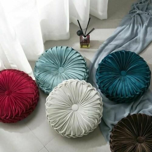 Velvet Pleated Round Floor Cushion Pillow Decorative Sofa Throw Pillows Home Decor High Quality Drop Shipping