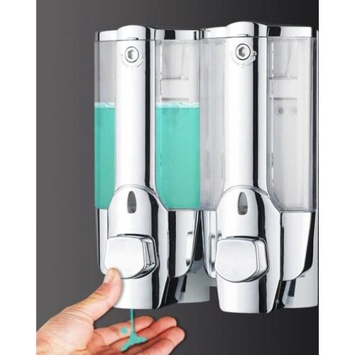 Double Head Soap Dispenser Bathroom Manual Shampoo Lotion Holder Box Container
