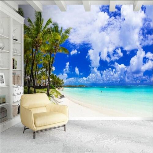 Custom Wallpaper Murals Beach 3D Wall Murals Scenery Environment Friendly Bedroom Restaurant TV Background Living Room Kitchen