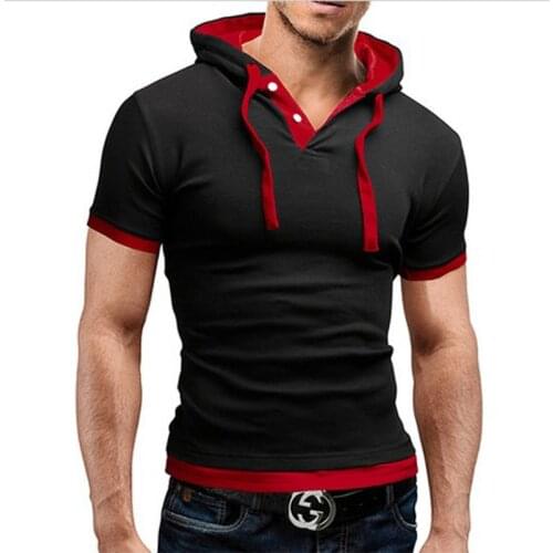 Men Tshirts Hooded Tees Hot Sale Summer Cool Design Shirt Homme Fitness Fashion Male Brand Clothing