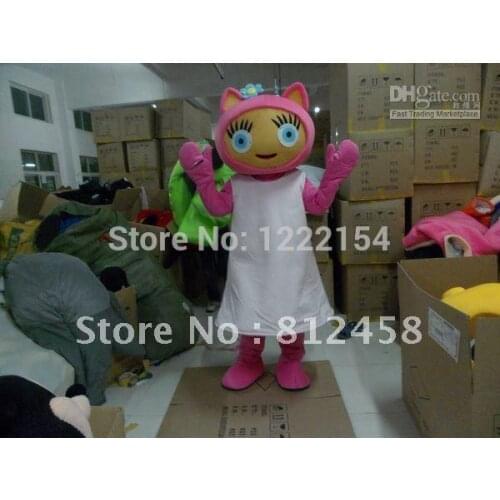 Hot selling Foam Adult cute Pink Lady Cat Mascot Costumes Halloween Costume Fancy Dress Suit