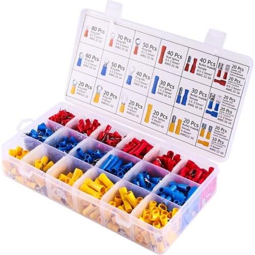 280-1200pcs Ring Terminal Electrical Crimp Connector Kit Set With Box,Copper Wire Insulated Cord Pin End Butt