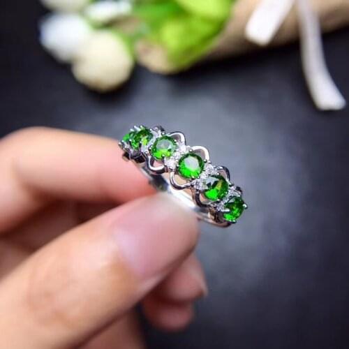 Natural diopside ring, simple and exquisite lady ring, latest design, 925 silver