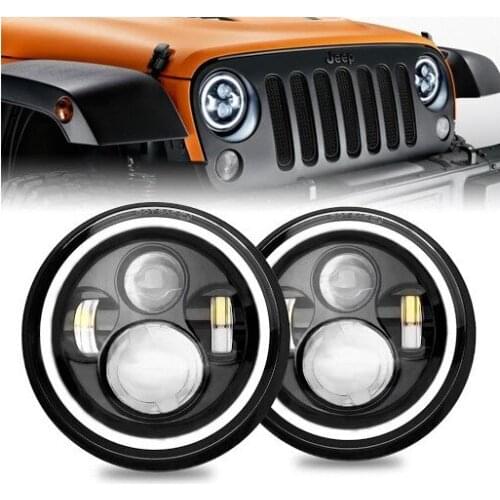 KIT RH and LH LED JEEP 7 inch 6000K BIXENON 3600 lumens ANGEL White