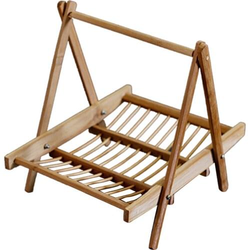 Natural Bamboo Basket Holds Food Tray Collapsible Hotel Restaurant Supplies