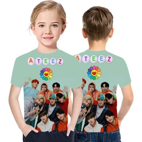Summer 3D Printing Ateez Album Mens T-Shirt Boys And Girls Street Style Round Neck Short Sleeve Fashion Go Out Wear Style