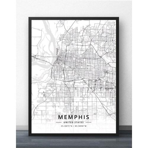 Memphis Nashville TN Tennessee USA United States of America Map Poster