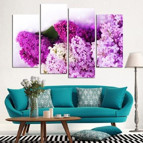 Fashion 4 Panels The lilacs HD Canvas Print Painting Artwork For Living Room Wall Decorative Painting Unframed