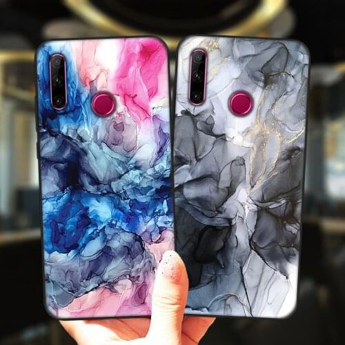 Fashion Marble Art Pattern Black Phone Case For Huawei Honor 20 Lite 10i 20i 30i 9 10 30 10X Lite Pro 9X 8X 8C Silicone Cover