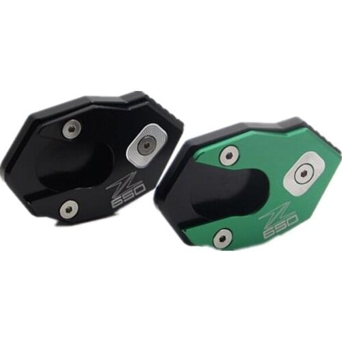 Motorcycle CNC Aluminum Foot Kickstand Extension Pad Plate Side Stand Enlarger For Kawasaki Z650 Z900 2017 2018