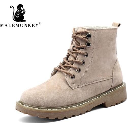 Male MonkeyBoots Women Shoes Women Fashion High Heel Lace Up Ankle Boots Ladies Buckle Platform Split-Leather Shoes bota
